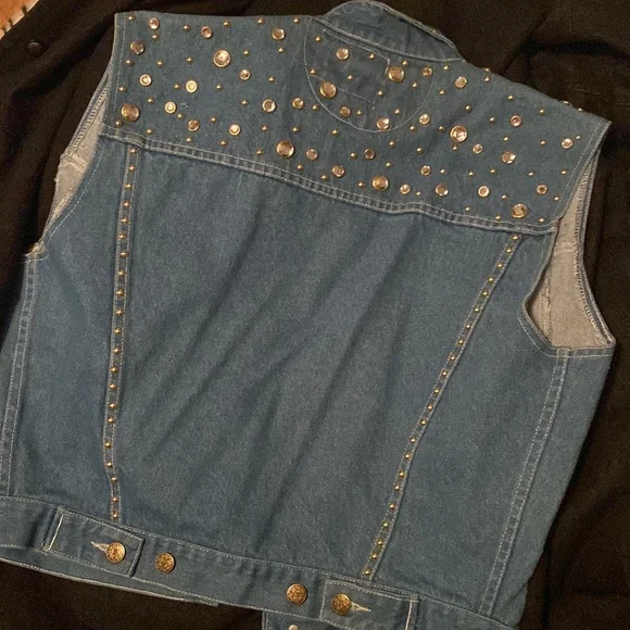 COPY - Vintage Denim Rhinestone Vest - Picture 4 of 4
